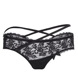 Agent Provocateur Foxi Brief Black Lace with strap detailed NWT